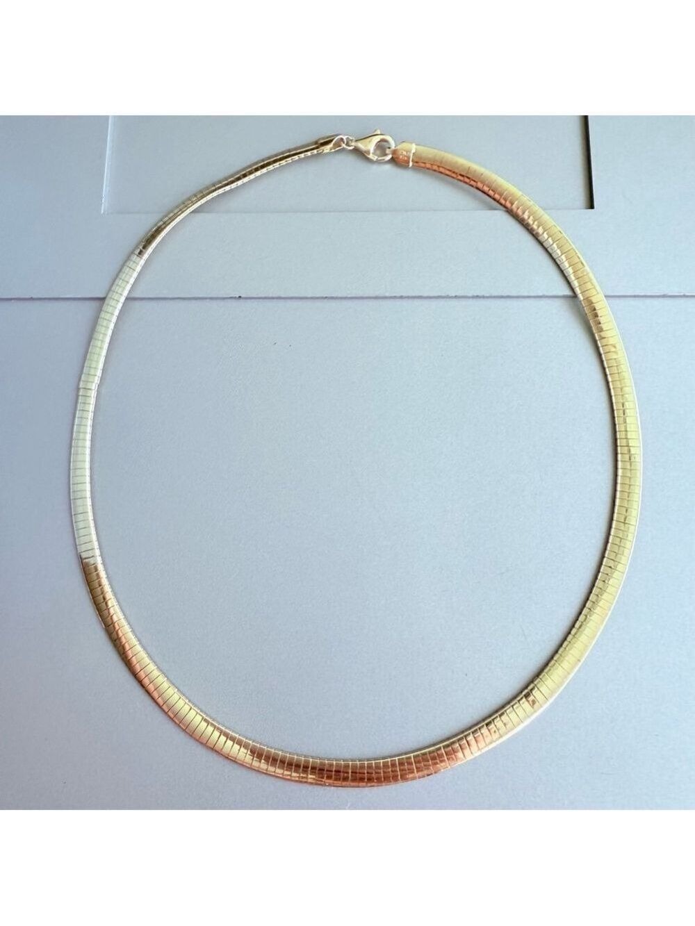18K Vermeil 5.5mm Omega Gooseneck 18" Reversible Chain Necklace Sterling Silver